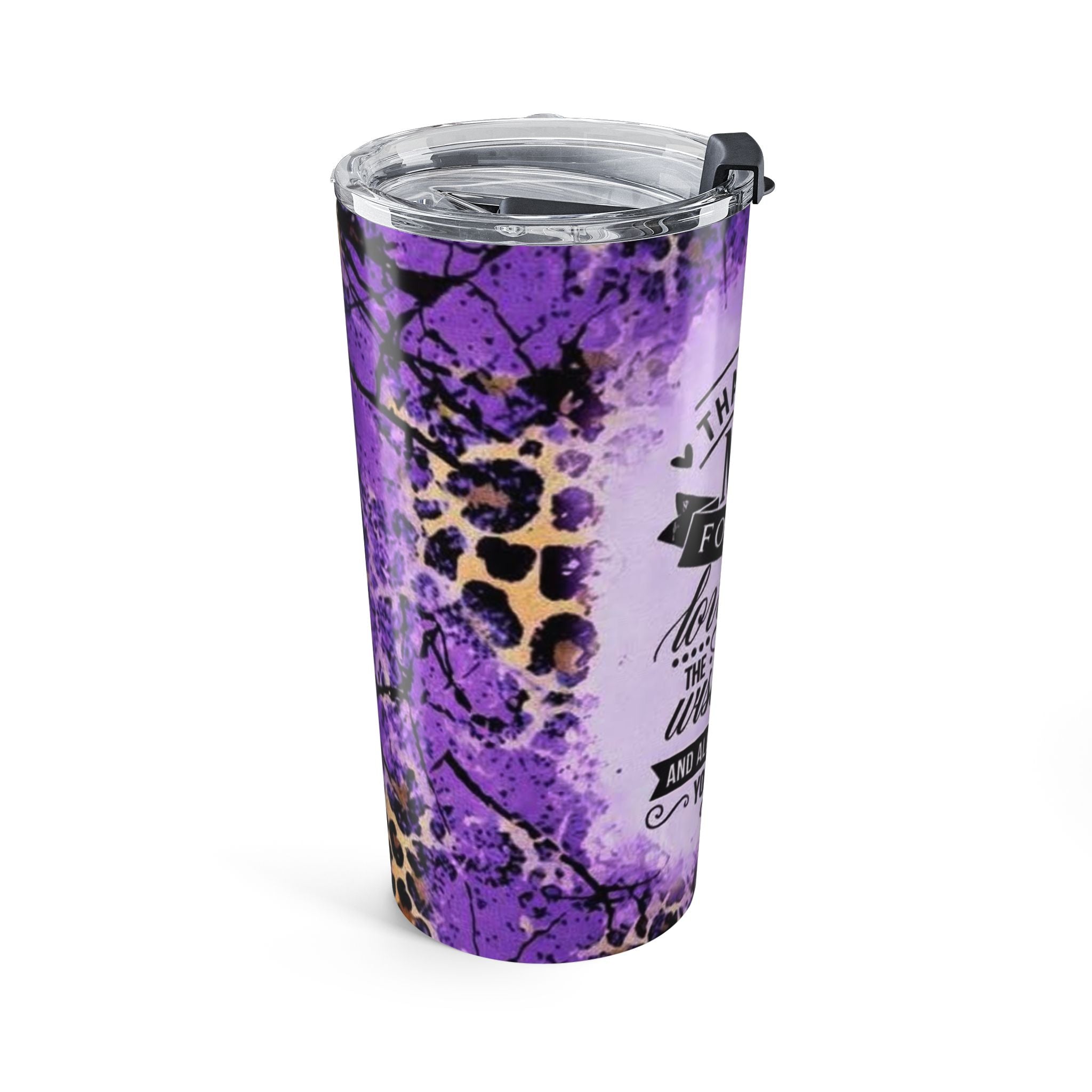 Mother’s Day 20oz Tumbler - "Thank You Mom" Purple Leopard Travel Mug