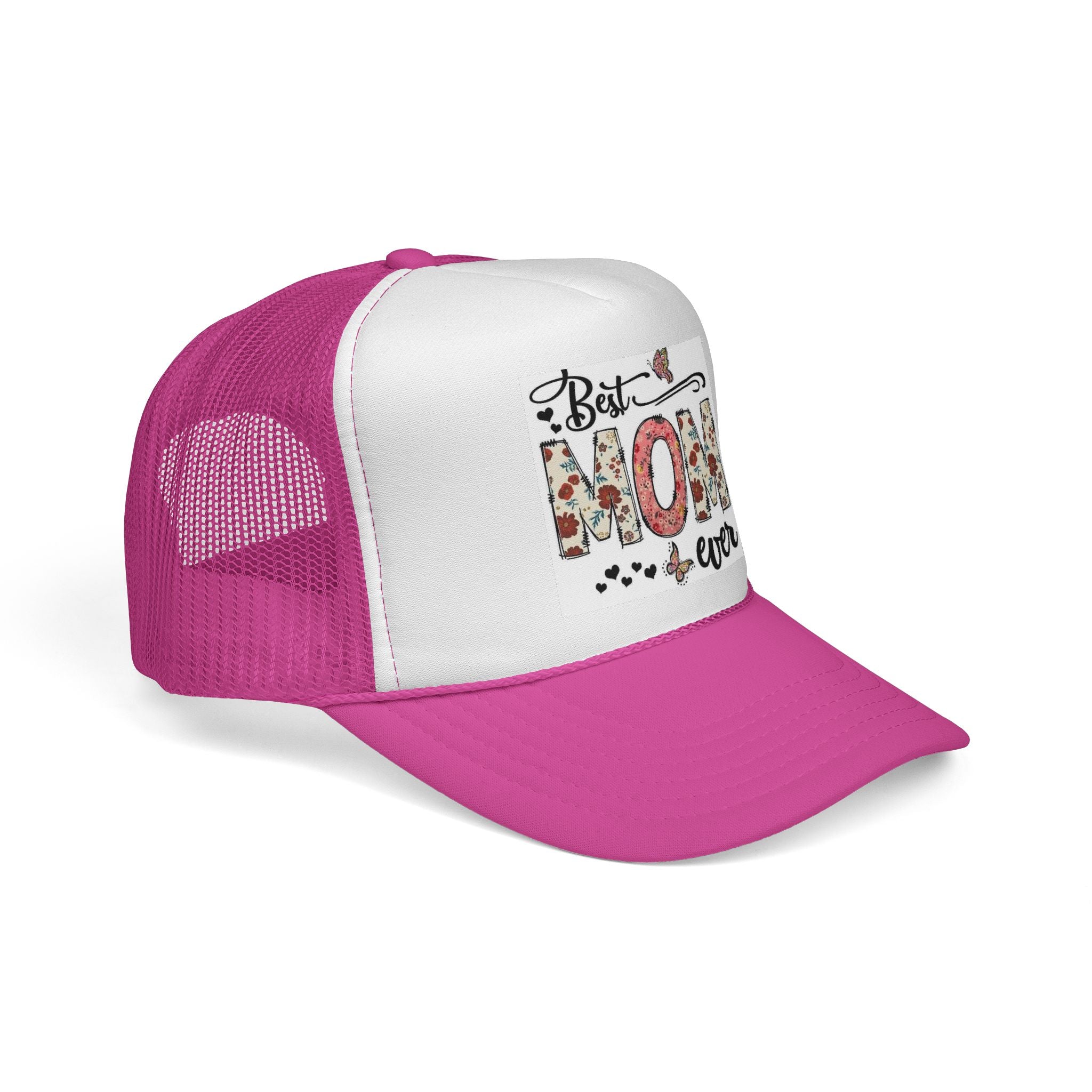 Best Mom Ever floral design Trucker Cap | Mother's Day mesh hat