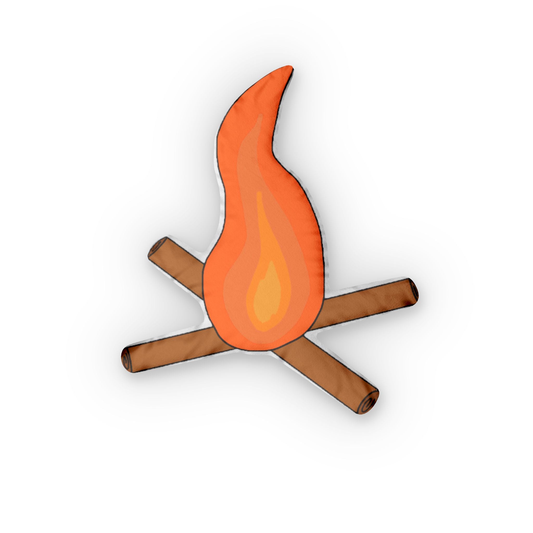 Campfire Shaped Pillow — Cozy Flame Throw Pillow for Camping, Cabin Decor & Kids