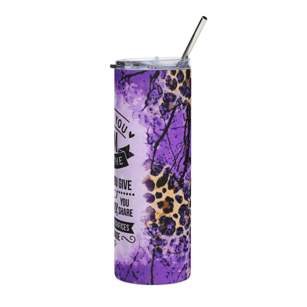 20oz Stainless Tumbler — "Thank You Mom" Purple Leopard Gift