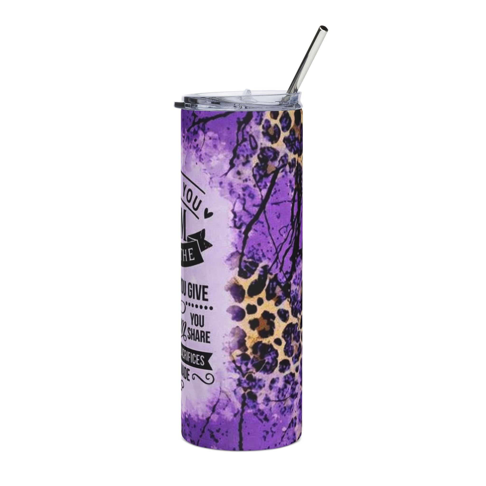 20oz Stainless Tumbler — "Thank You Mom" Purple Leopard Gift