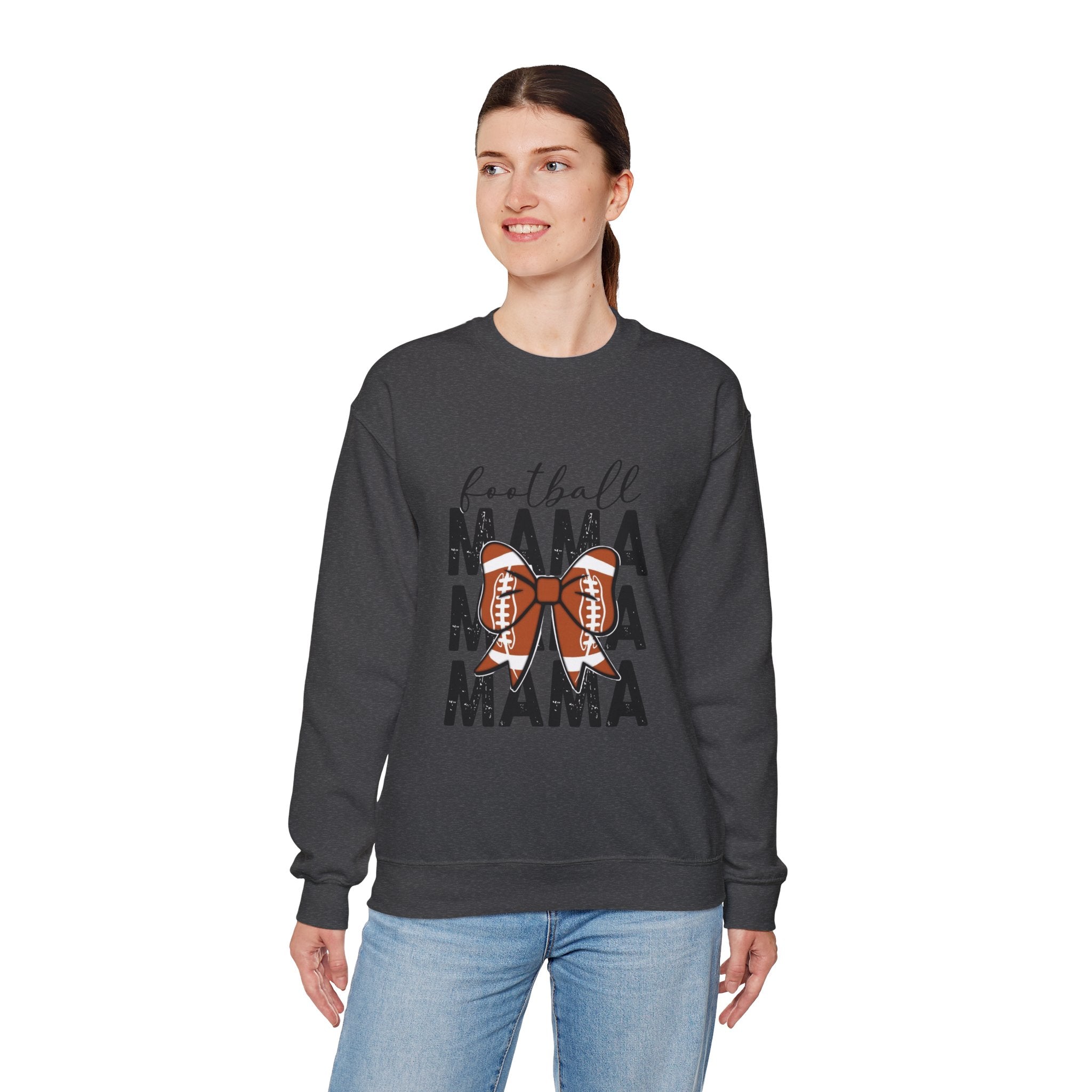 Football Mama Crewneck Sweatshirt — 'Football Mama Mama Mama' Bow Design