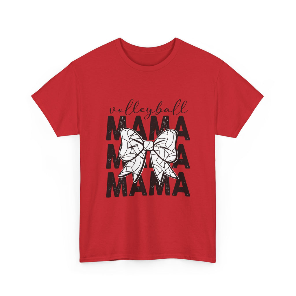 Volleyball Mama T-Shirt — Sporty Mom Graphic Tee with Volleyball Bow