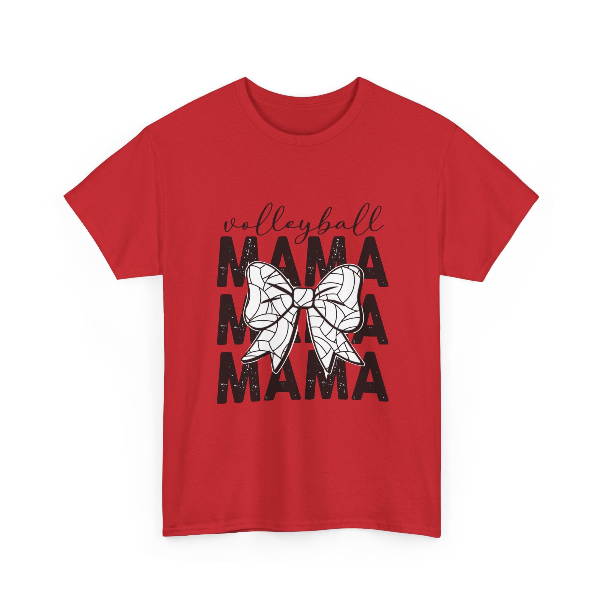 Volleyball Mama T-Shirt — Sporty Mom Graphic Tee with Volleyball Bow