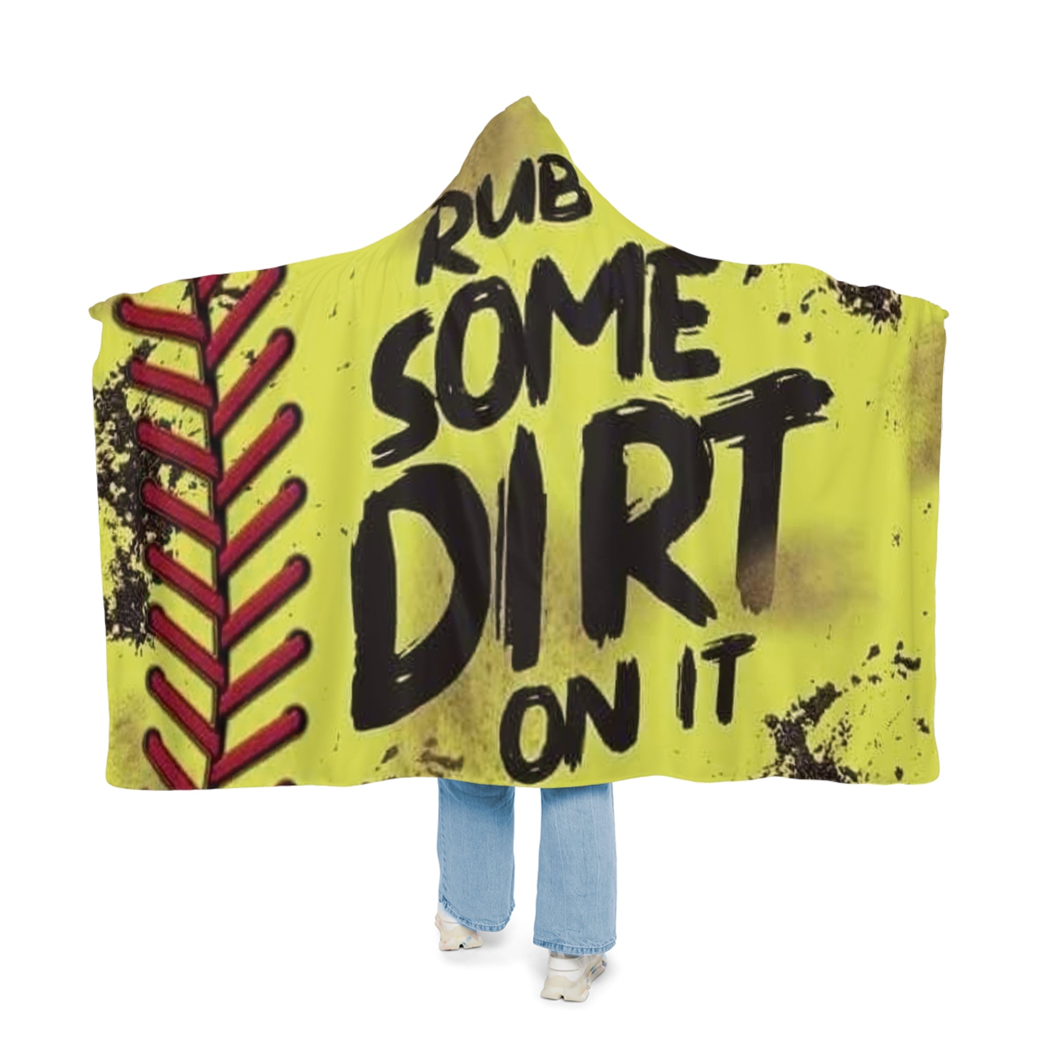 Hooded Snuggle Blanket — "Rub Some Dirt On It" Soft Baseball-Themed Throw