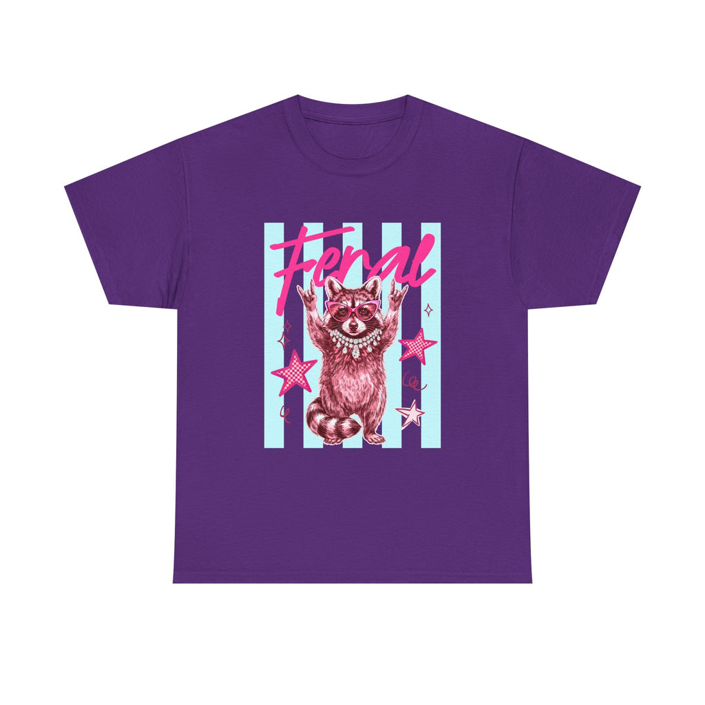 Feral Raccoon Graphic Tee - Retro Pink & Aqua Vintage Animal T-Shirt