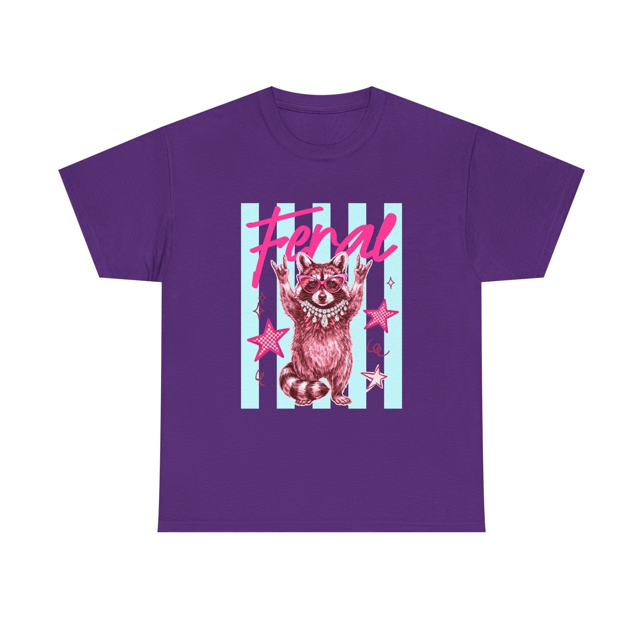 Feral Raccoon Graphic Tee - Retro Pink & Aqua Vintage Animal T-Shirt