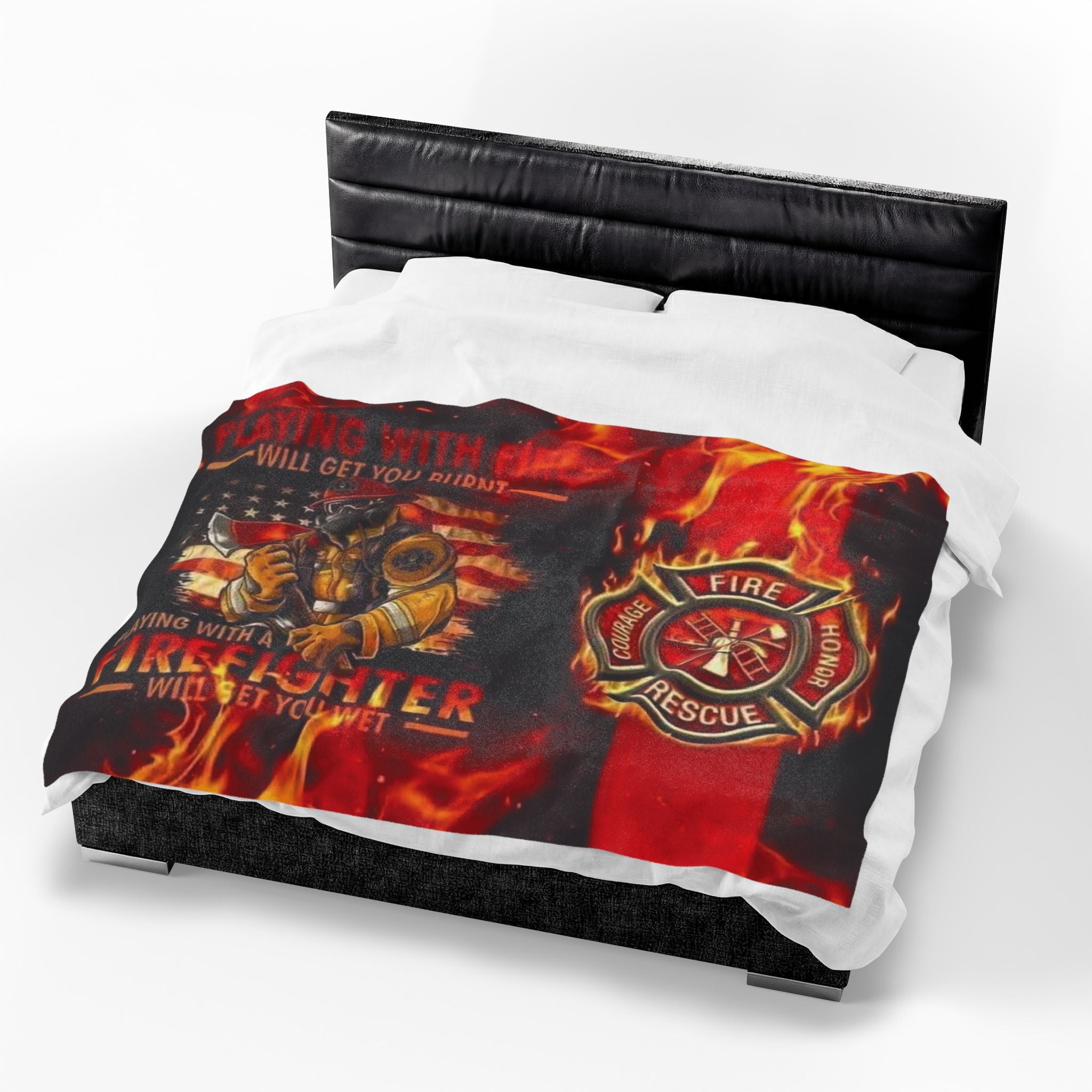 Firefighter Velveteen Plush Blanket - 'Playing With Fire' Rescue Fleece Throw