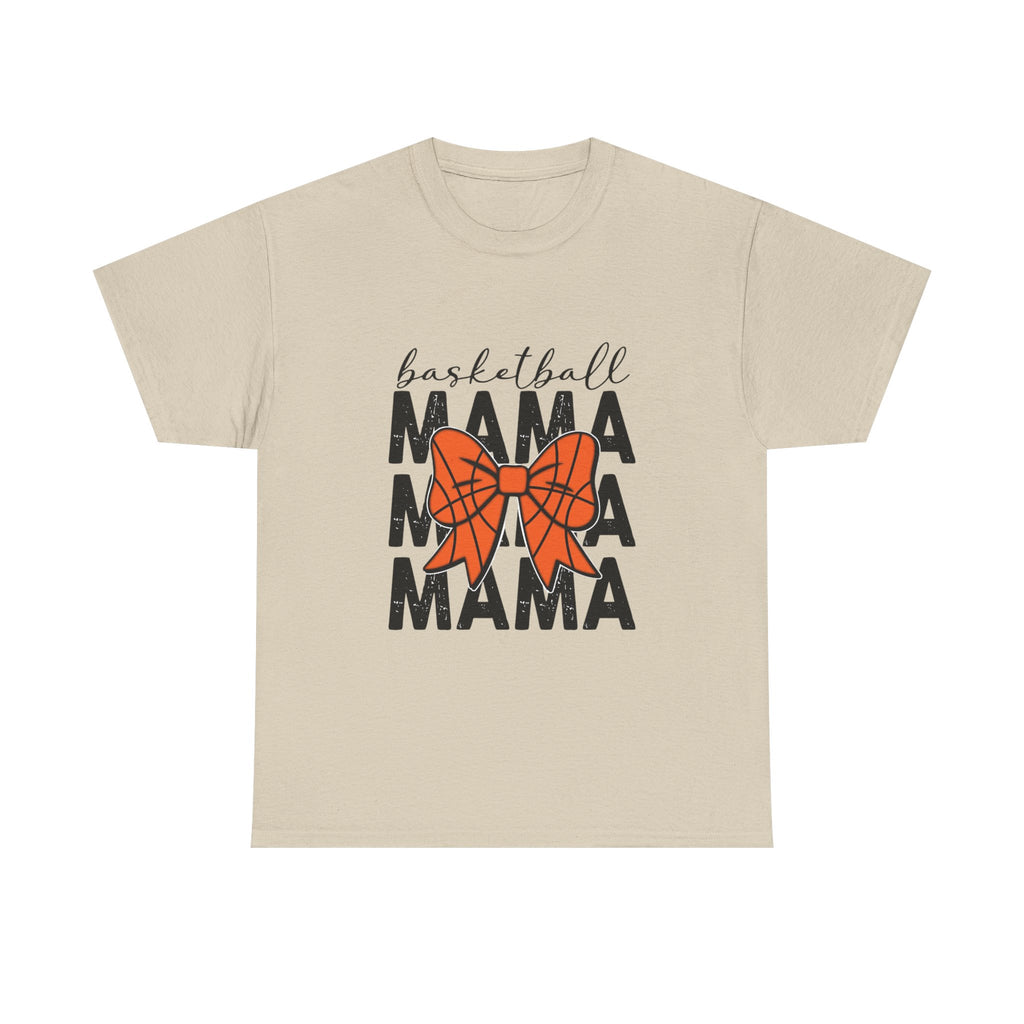 Basketball Mama T-Shirt — 'Basketball' Script with Orange Bow Design