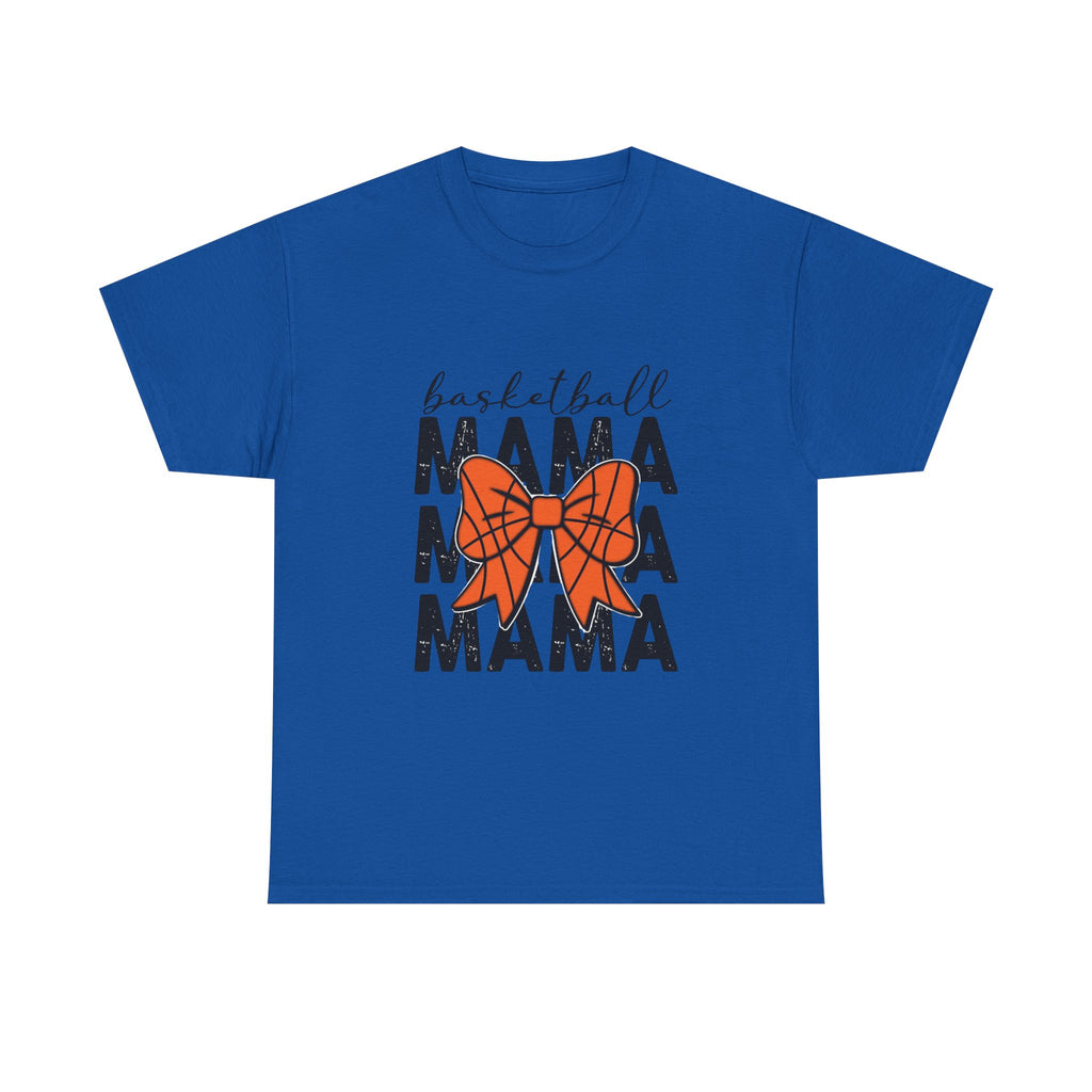 Basketball Mama T-Shirt — 'Basketball' Script with Orange Bow Design