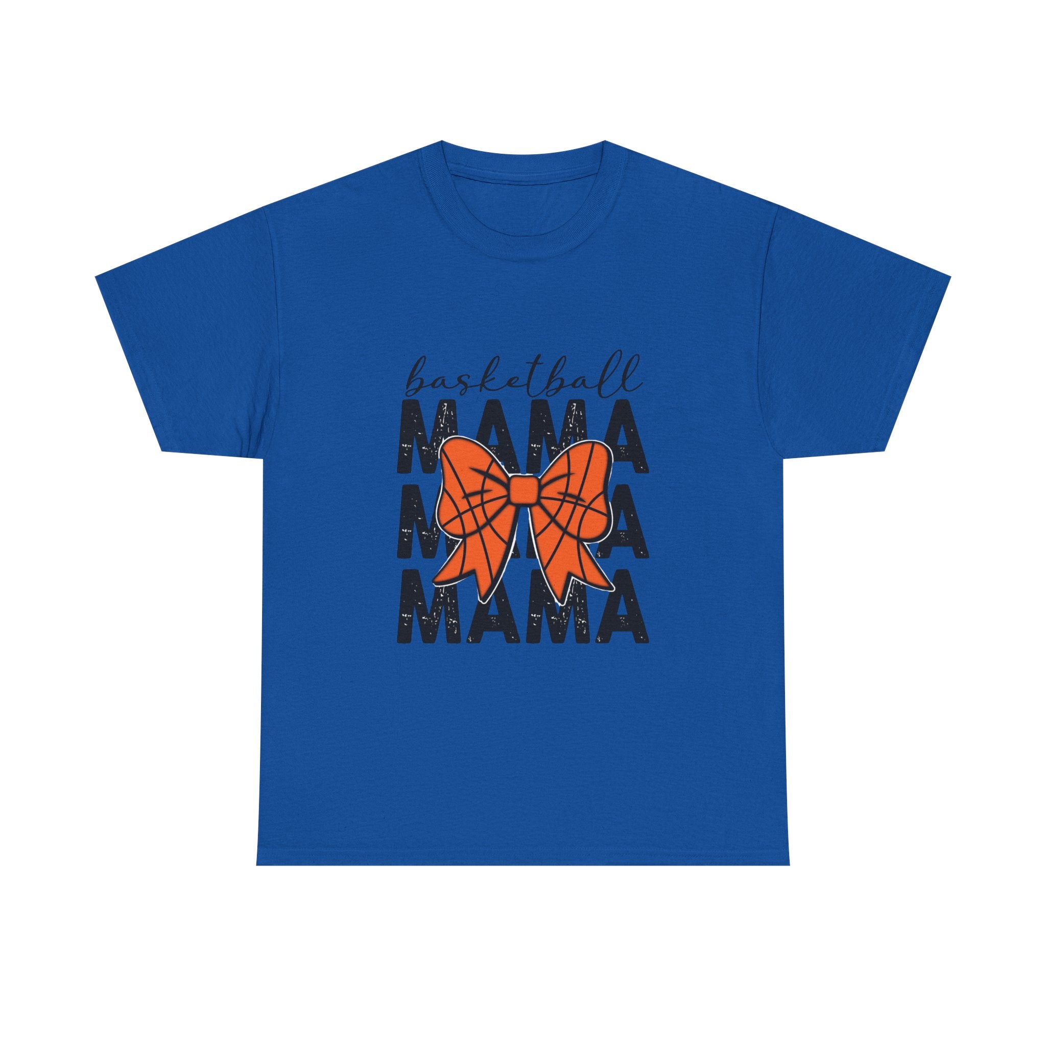 Basketball Mama T-Shirt — 'Basketball' Script with Orange Bow Design