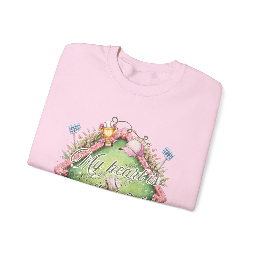 Baseball Field Floral Sweatshirt — “My heart’s on that field” Crewneck