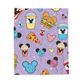Velveteen Plush Blanket — Cute Theme Park Snacks Print (Popcorn, Cotton Candy, Pizza & Drinks)