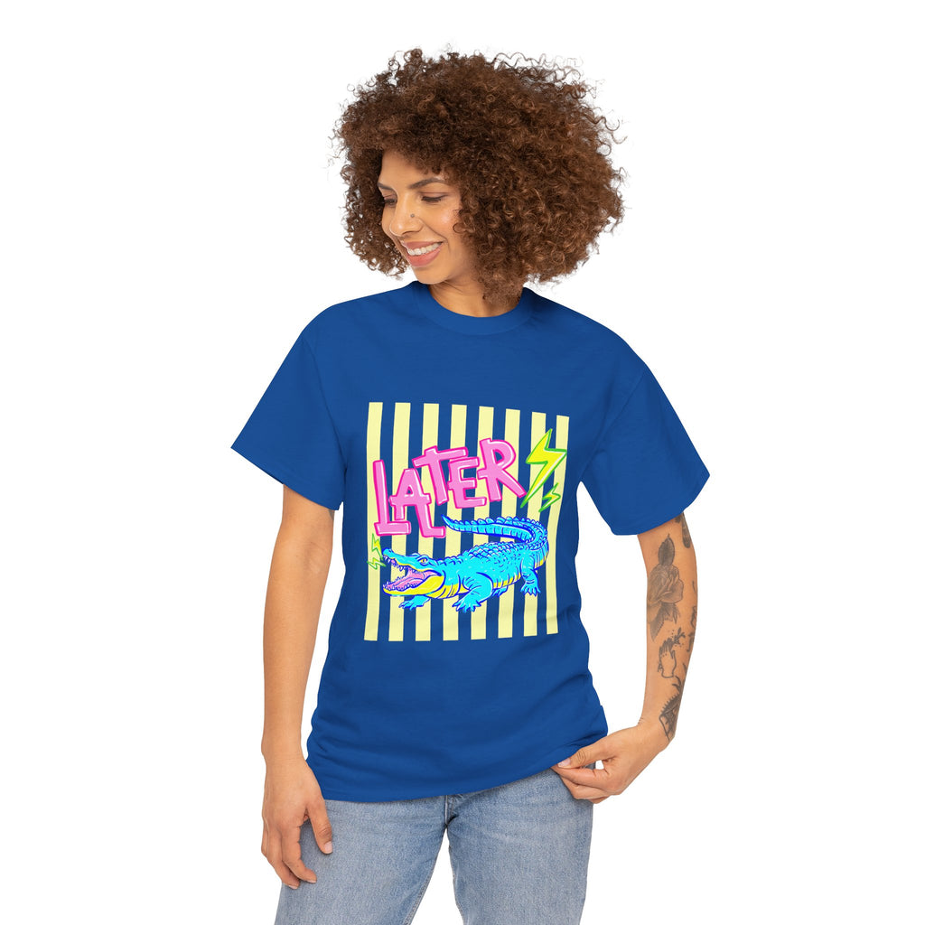 Later Gator Graphic Tee - Neon Retro Alligator Shirt