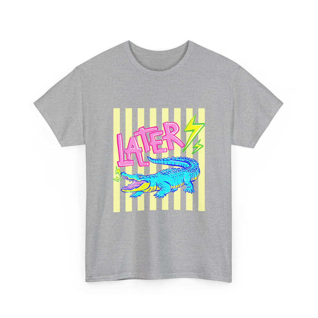 Later Gator Graphic Tee - Neon Retro Alligator Shirt