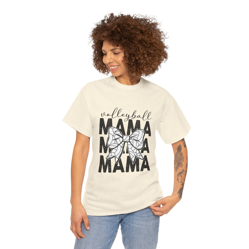 Volleyball Mama T-Shirt — Sporty Mom Graphic Tee with Volleyball Bow