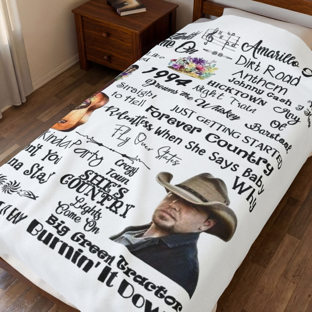 Country Music Lyric Velveteen Plush Blanket