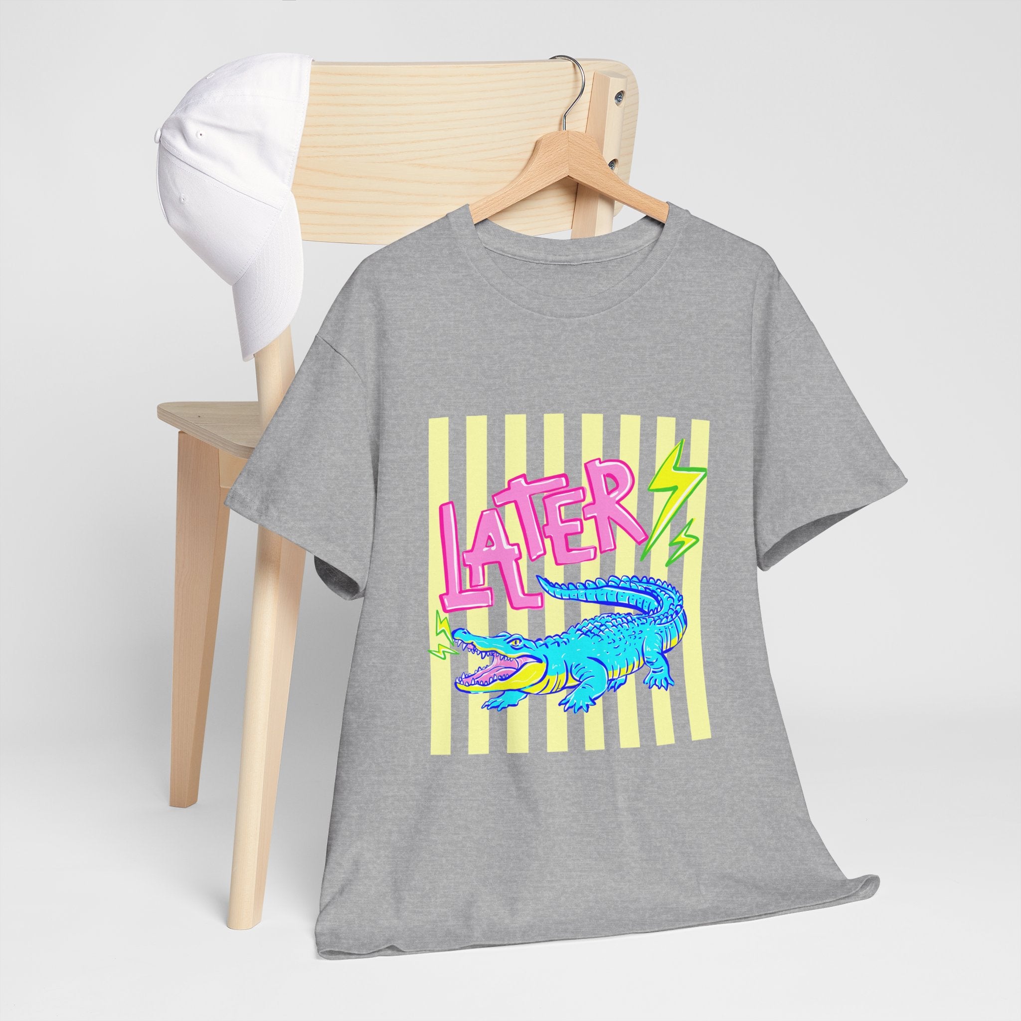 Later Gator Graphic Tee - Neon Retro Alligator Shirt