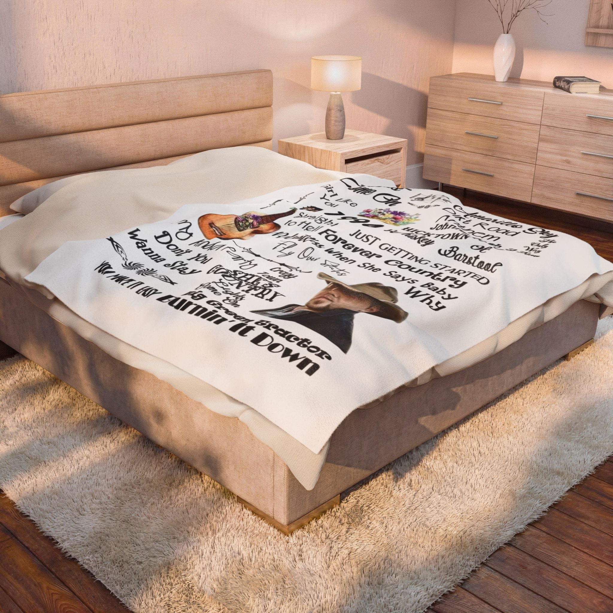 Country Music Lyric Velveteen Plush Blanket
