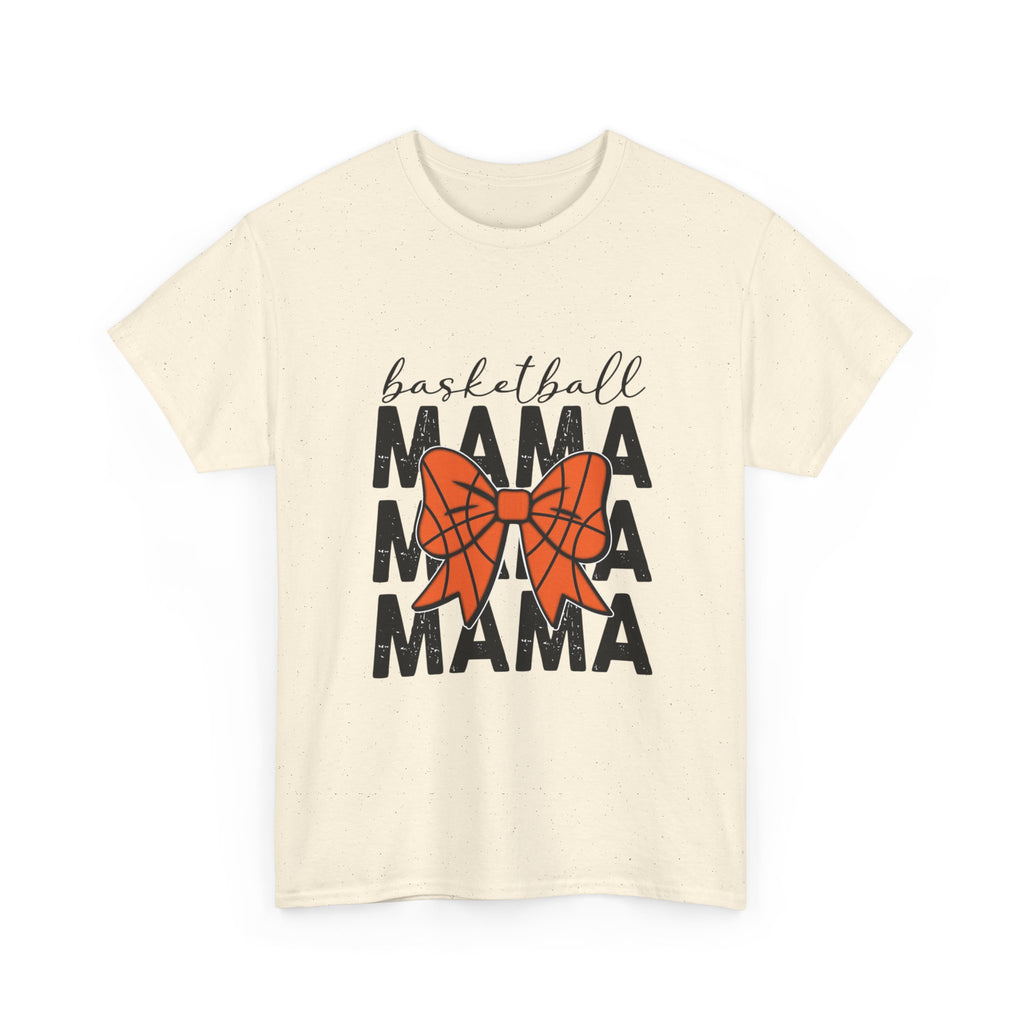 Basketball Mama T-Shirt — 'Basketball' Script with Orange Bow Design