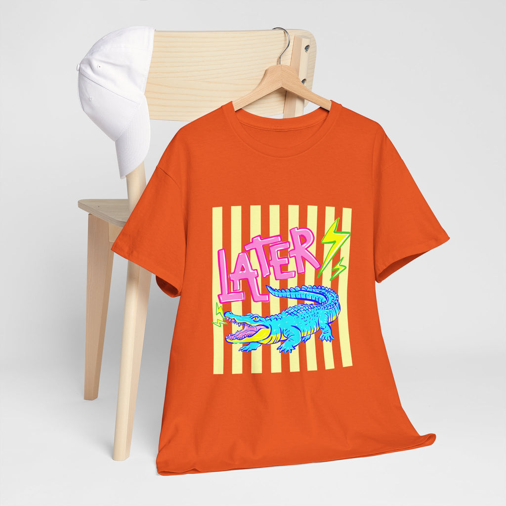 Later Gator Graphic Tee - Neon Retro Alligator Shirt