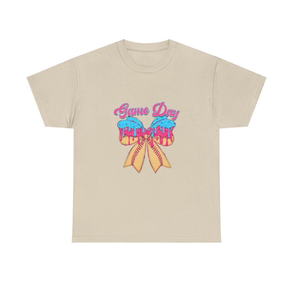 Game Day Cheer T-Shirt — Pink & Blue Pom Pom Cheerleading Tee