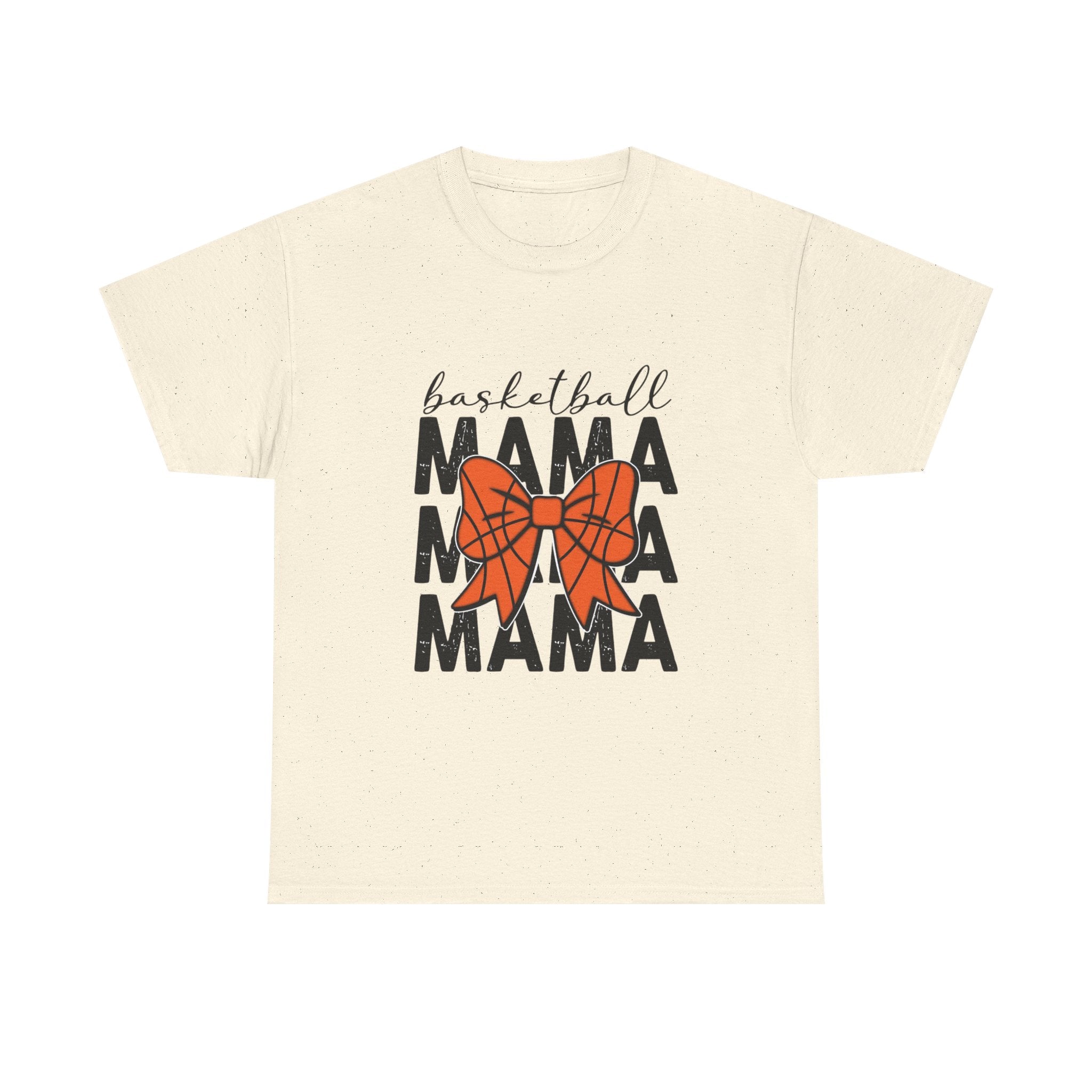 Basketball Mama T-Shirt — 'Basketball' Script with Orange Bow Design