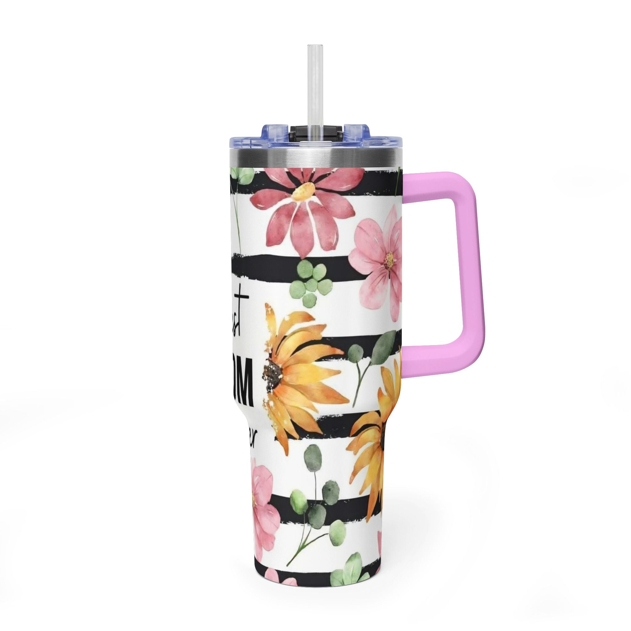 Best Mom Ever 40oz Vacuum Tumbler – Floral Sunflower Travel Cup