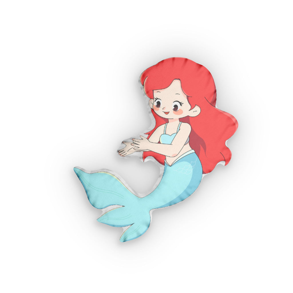 Mermaid Shaped Pillow — Cute Red-Headed Mermaid Decorative Throw Pillow for Kids’ Bedroom & Nursery