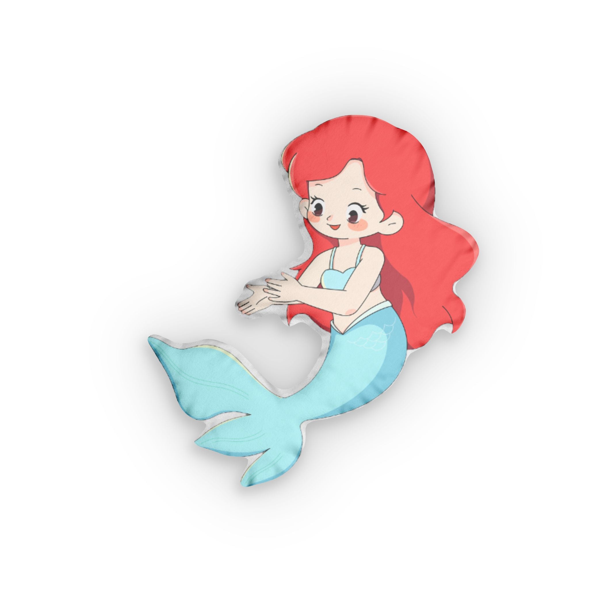 Mermaid Shaped Pillow — Cute Red-Headed Mermaid Decorative Throw Pillow for Kids’ Bedroom & Nursery