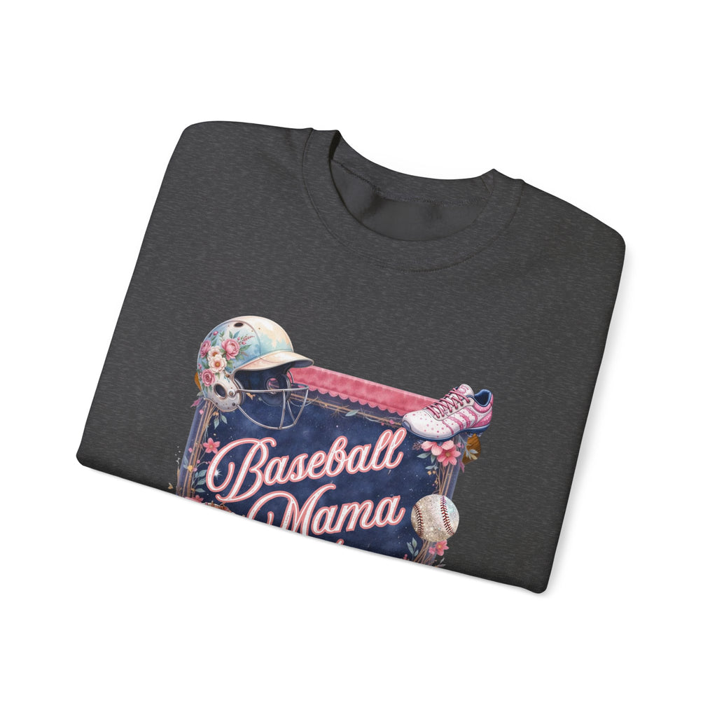 Baseball Mama Sweatshirt — Floral Helmet & Glove Crewneck for Moms