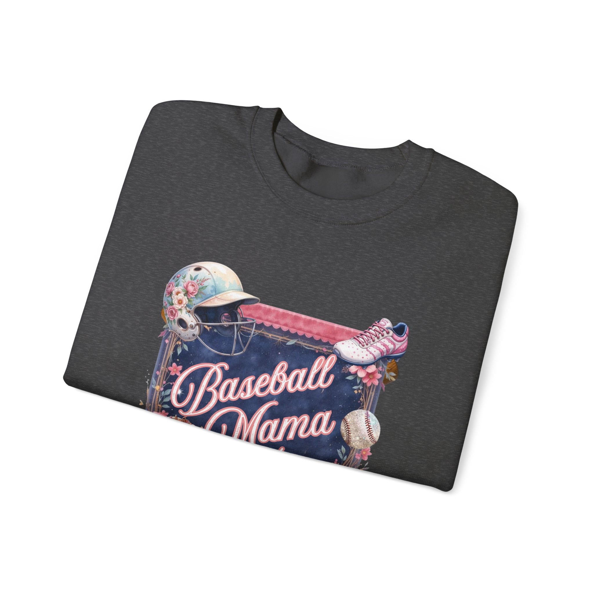 Baseball Mama Sweatshirt — Floral Helmet & Glove Crewneck for Moms