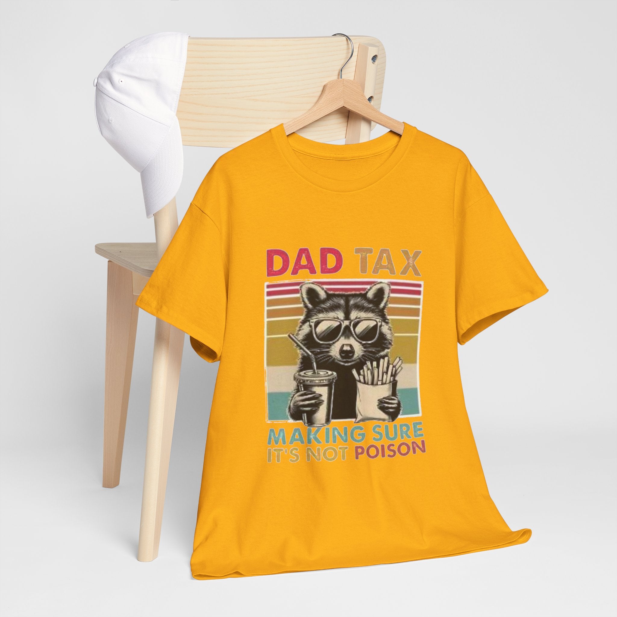 Dad Tax T‑Shirt – Retro Raccoon “Making Sure It’s Not Poison” Funny Father’s Day Tee