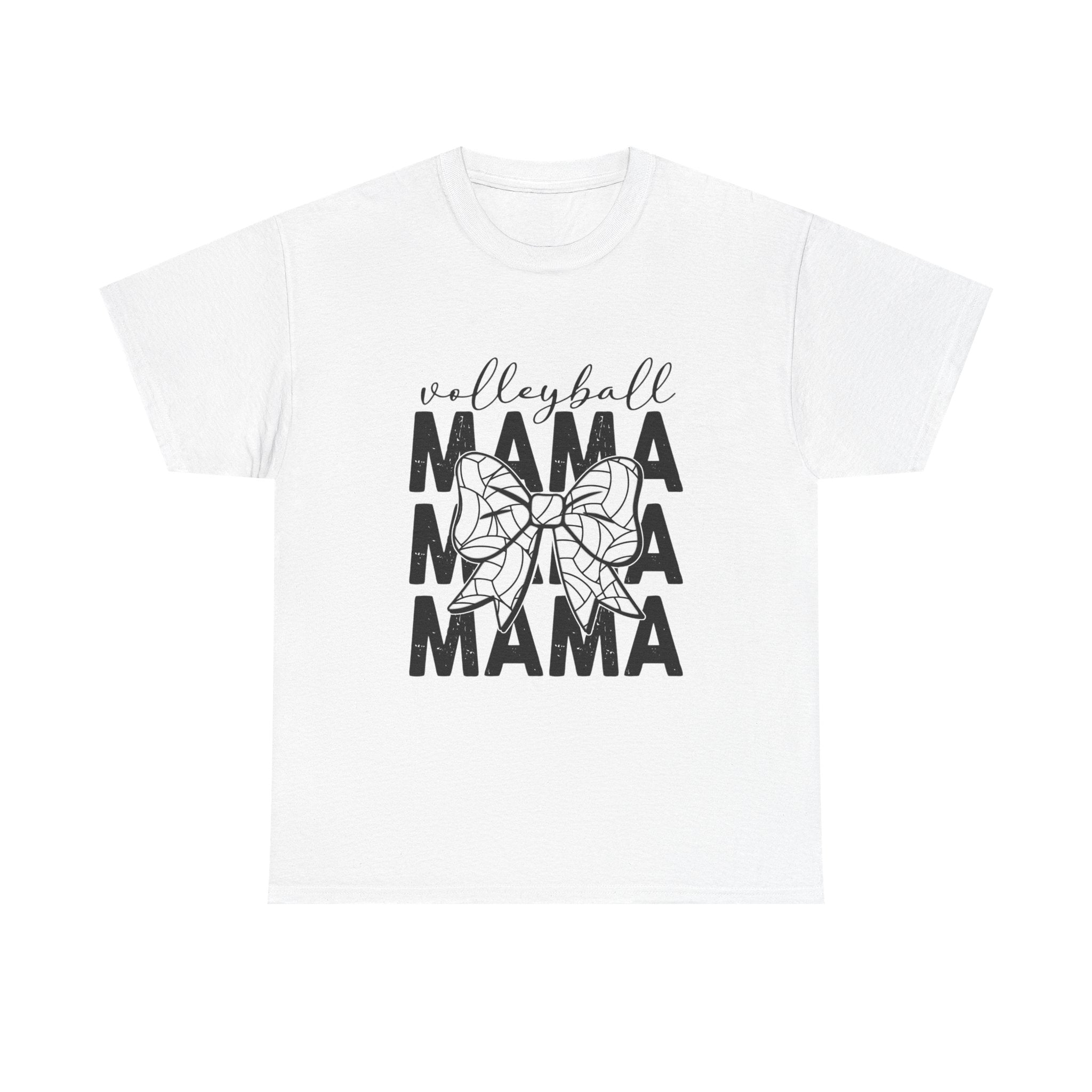 Volleyball Mama T-Shirt — Sporty Mom Graphic Tee with Volleyball Bow
