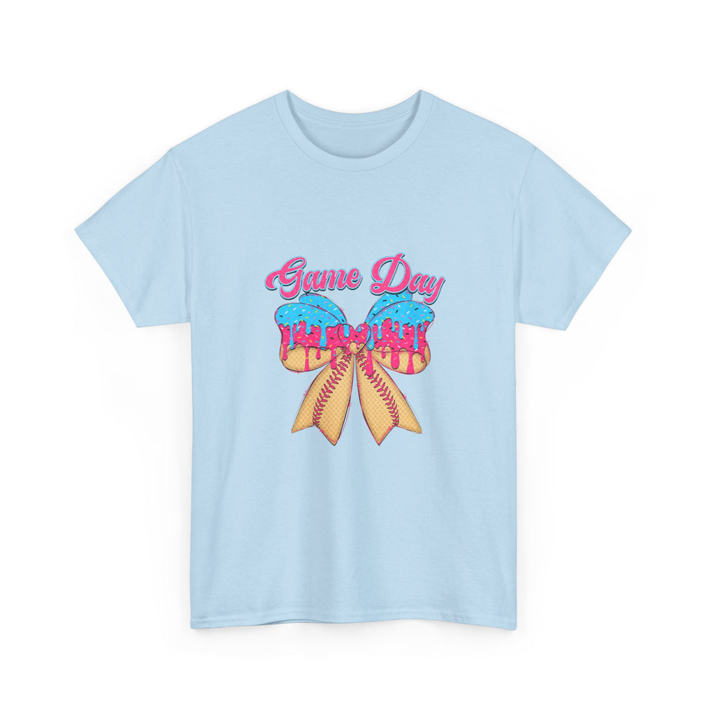 Game Day Cheer T-Shirt — Pink & Blue Pom Pom Cheerleading Tee