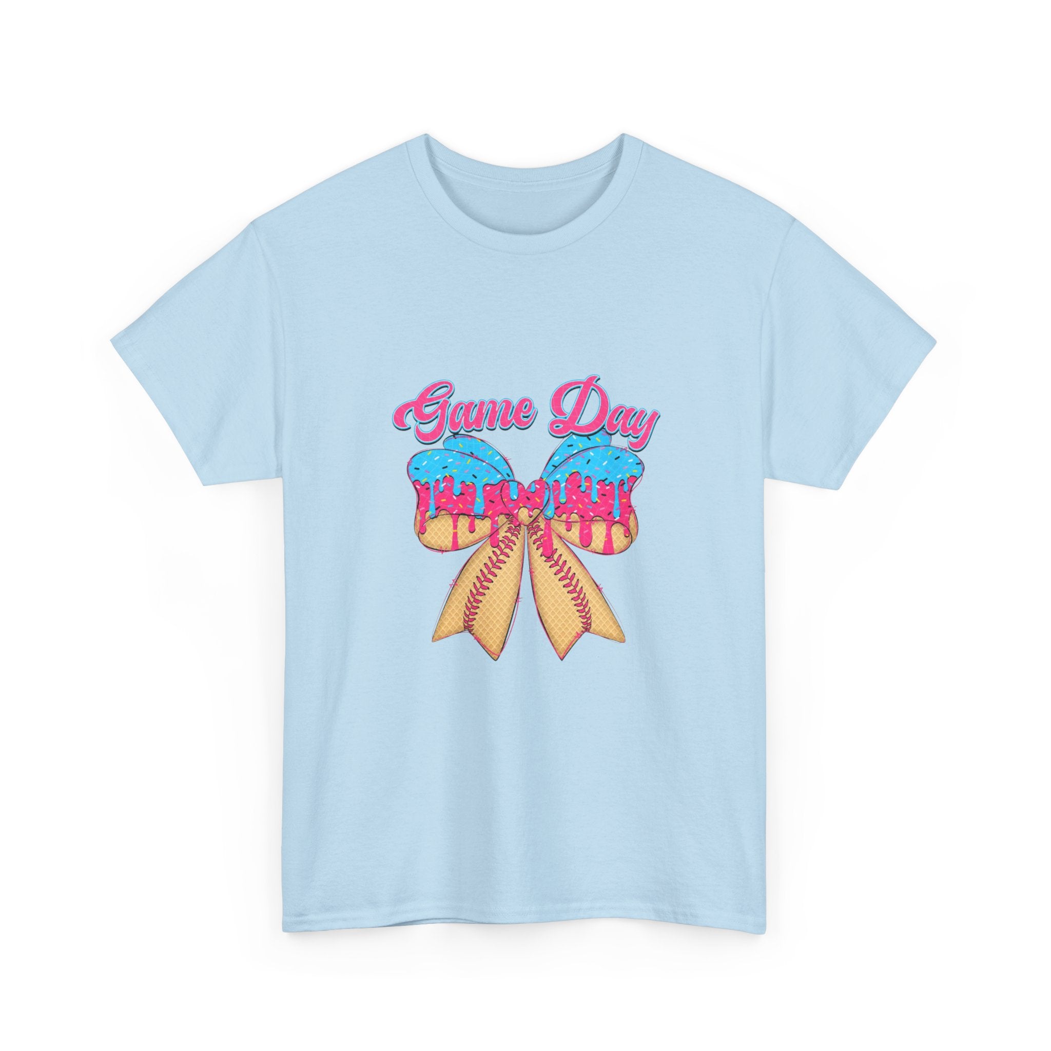 Game Day Cheer T-Shirt — Pink & Blue Pom Pom Cheerleading Tee