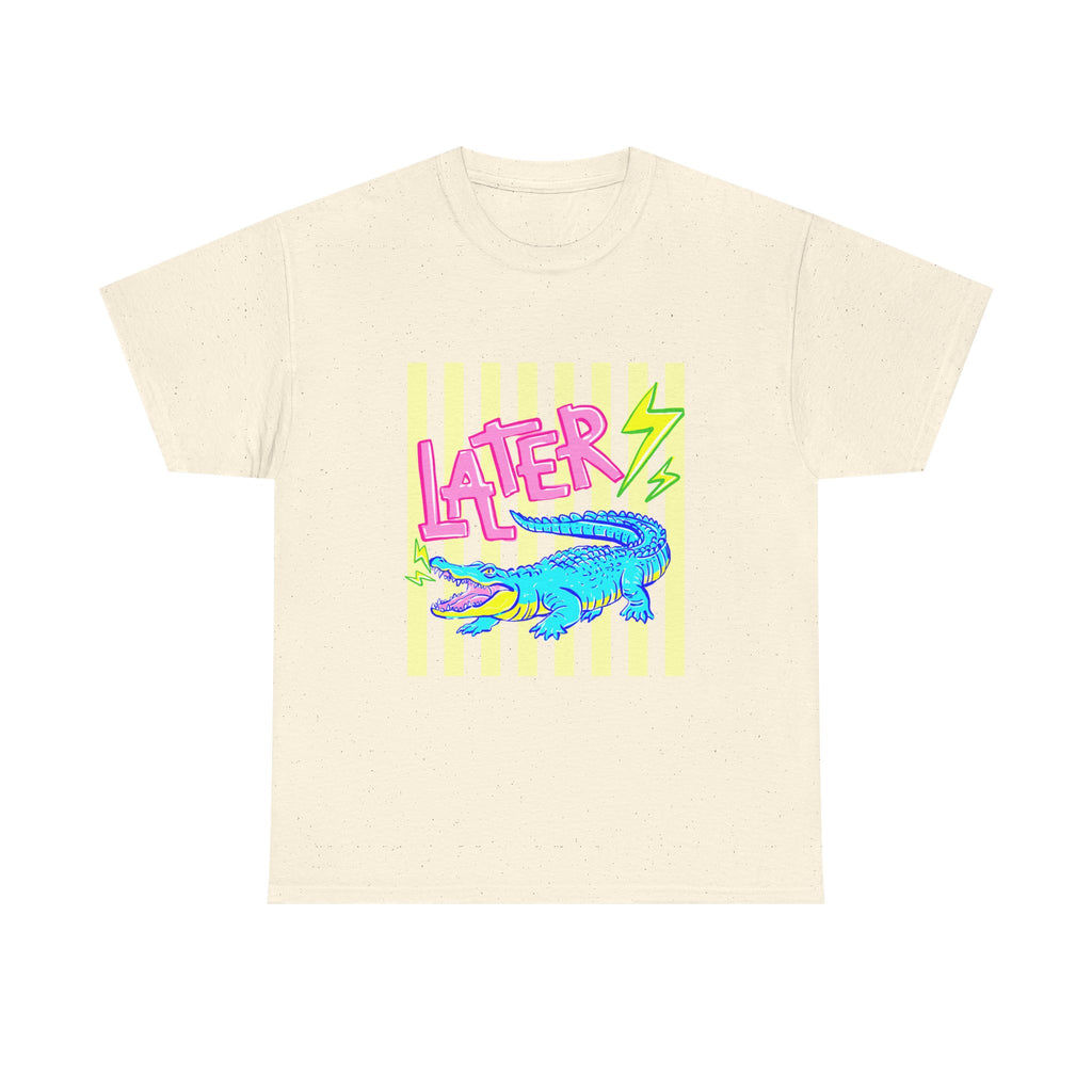Later Gator Graphic Tee - Neon Retro Alligator Shirt