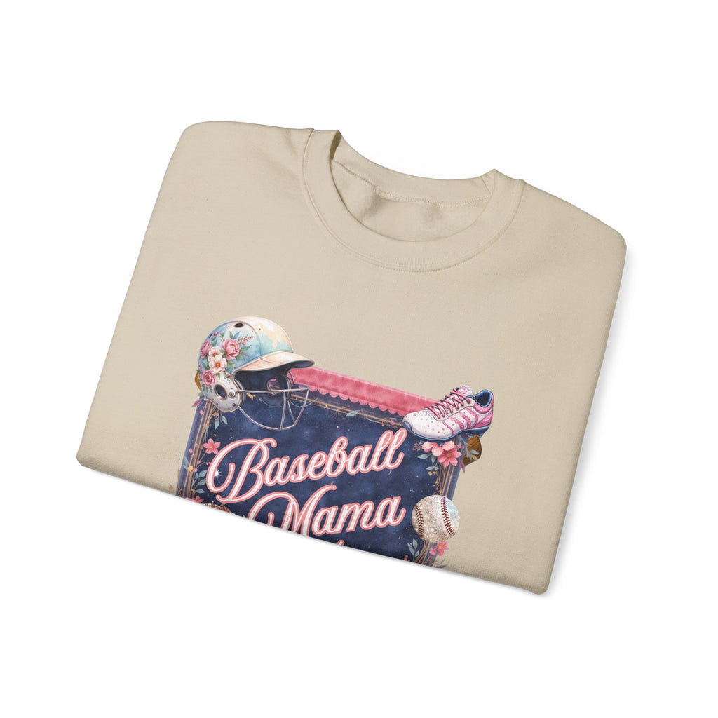 Baseball Mama Sweatshirt — Floral Helmet & Glove Crewneck for Moms