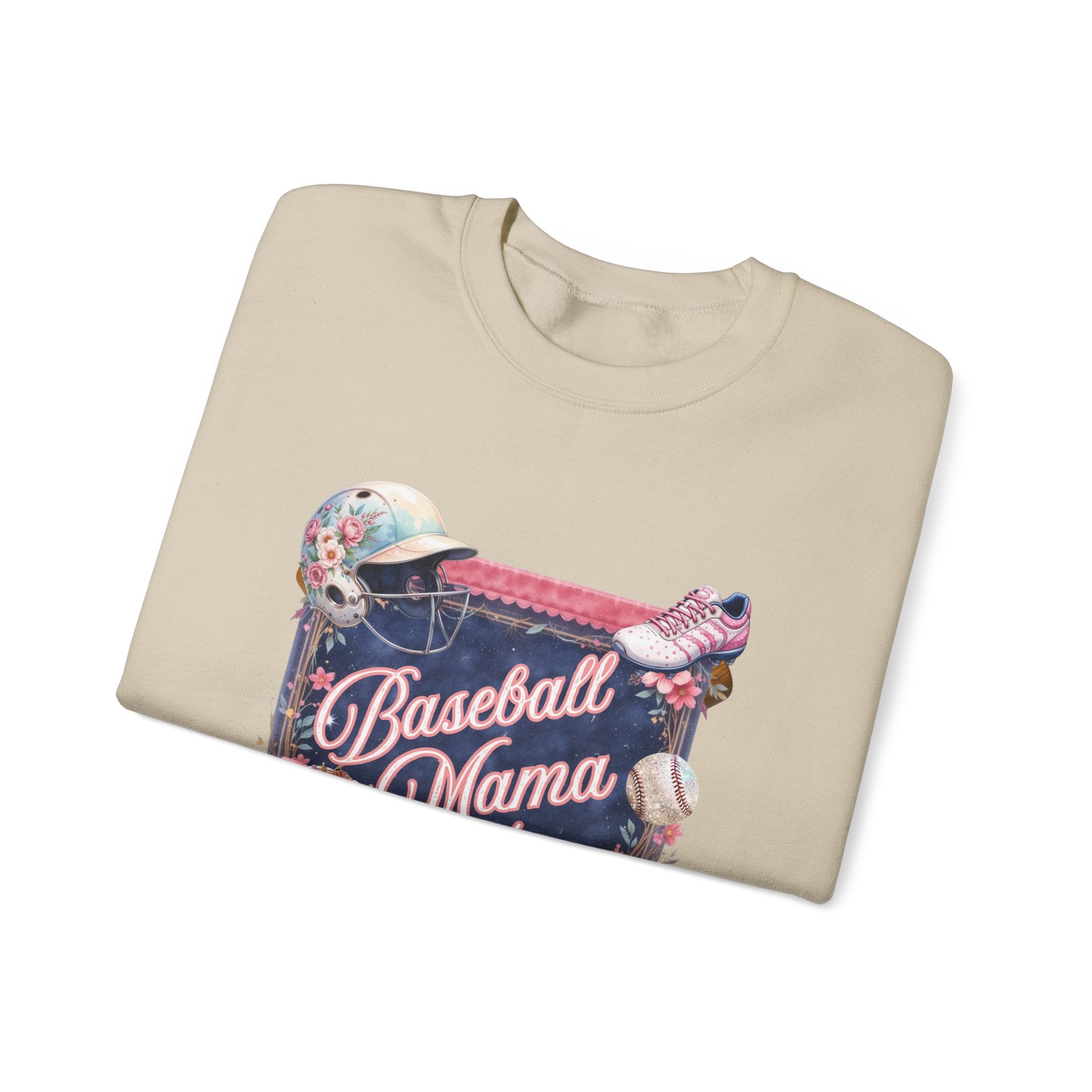 Baseball Mama Sweatshirt — Floral Helmet & Glove Crewneck for Moms
