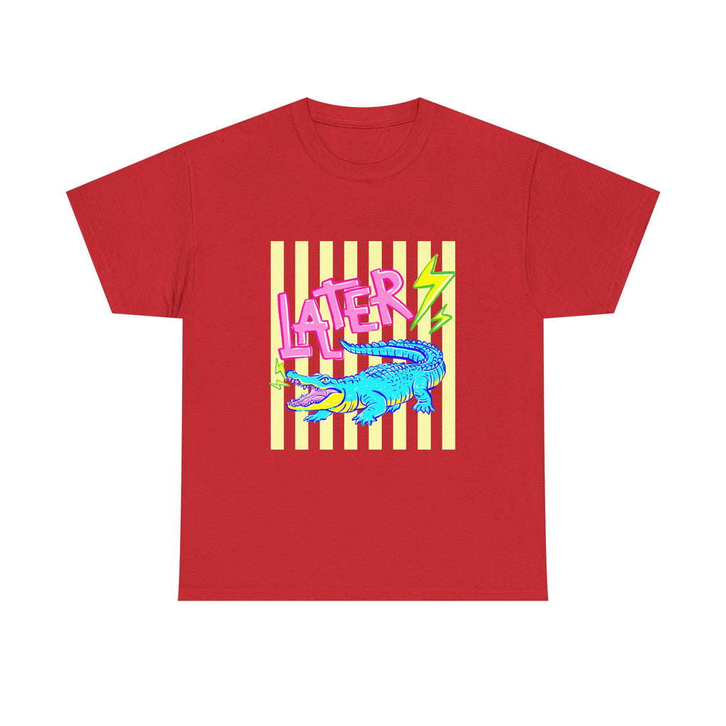 Later Gator Graphic Tee - Neon Retro Alligator Shirt