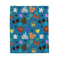Disney Park Icons Velveteen Plush Blanket — Castle, Mickey & Treats Pattern
