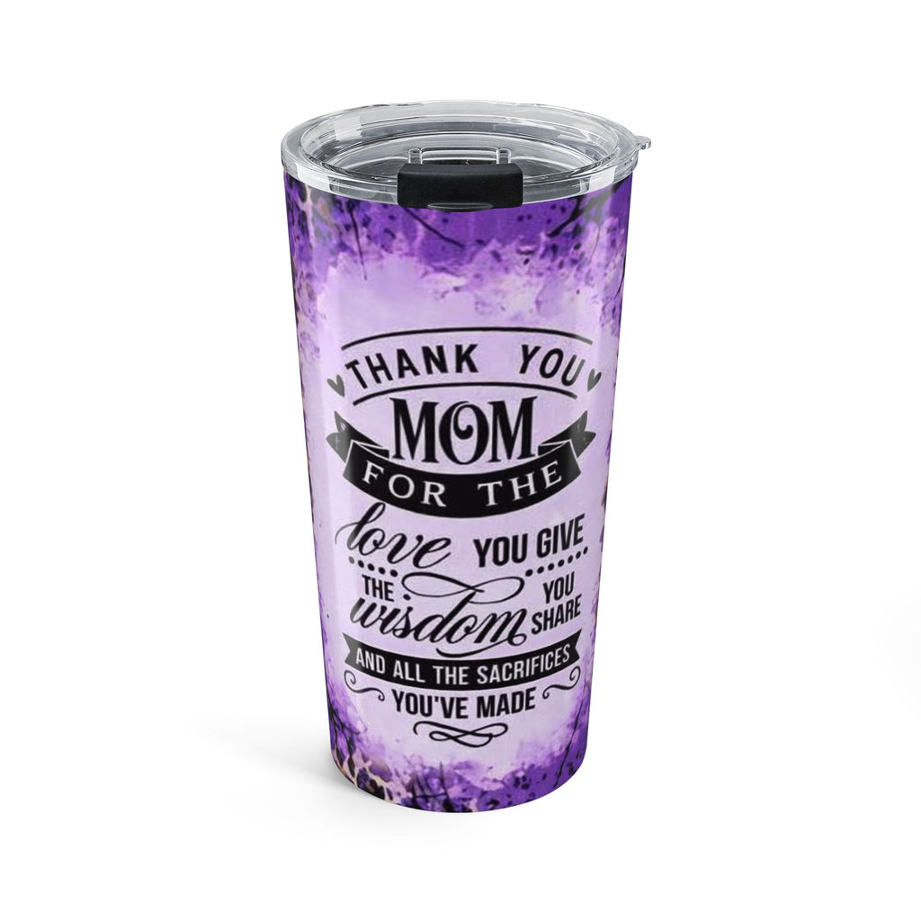 Mother’s Day 20oz Tumbler - "Thank You Mom" Purple Leopard Travel Mug