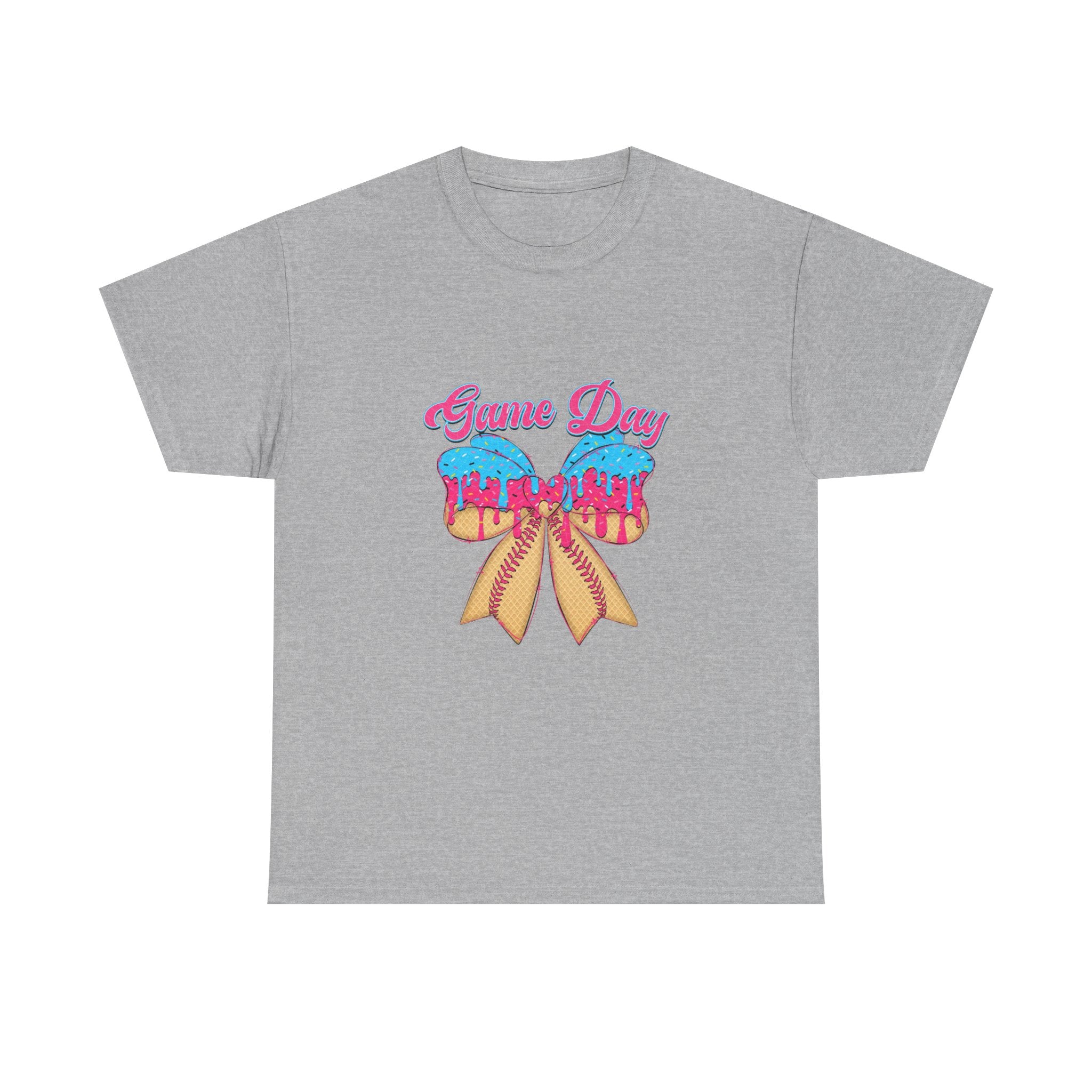 Game Day Cheer T-Shirt — Pink & Blue Pom Pom Cheerleading Tee