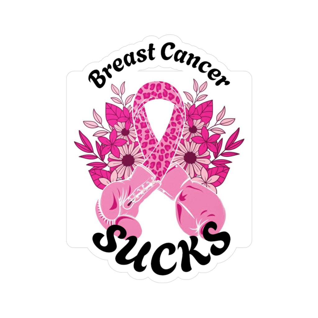 Breast Cancer Awareness Boxing Gloves Pink Ribbon Vinyl Sticker