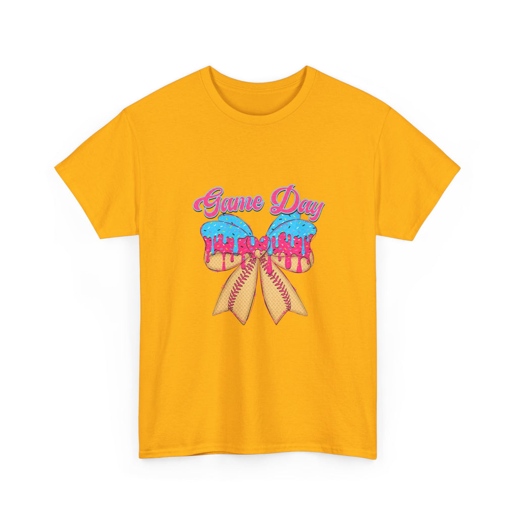 Game Day Cheer T-Shirt — Pink & Blue Pom Pom Cheerleading Tee