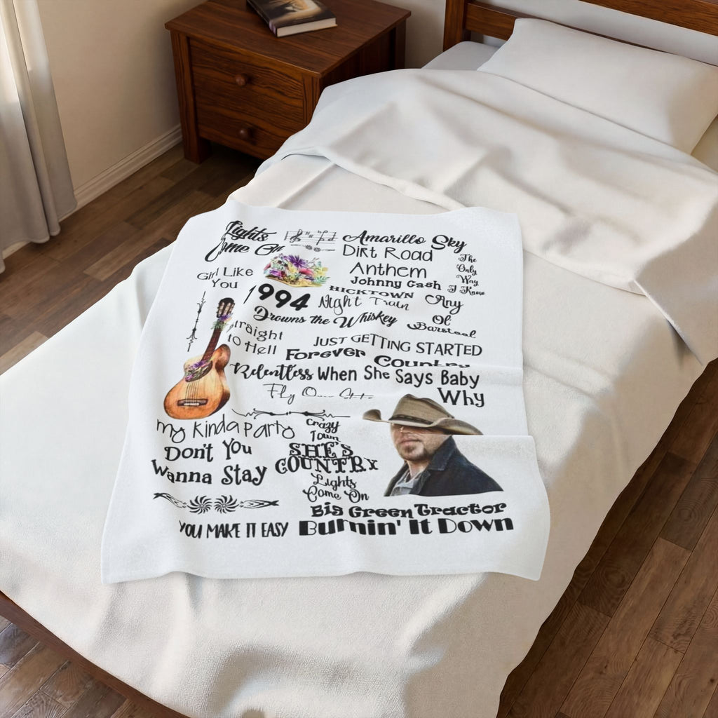 Country Music Lyric Velveteen Plush Blanket