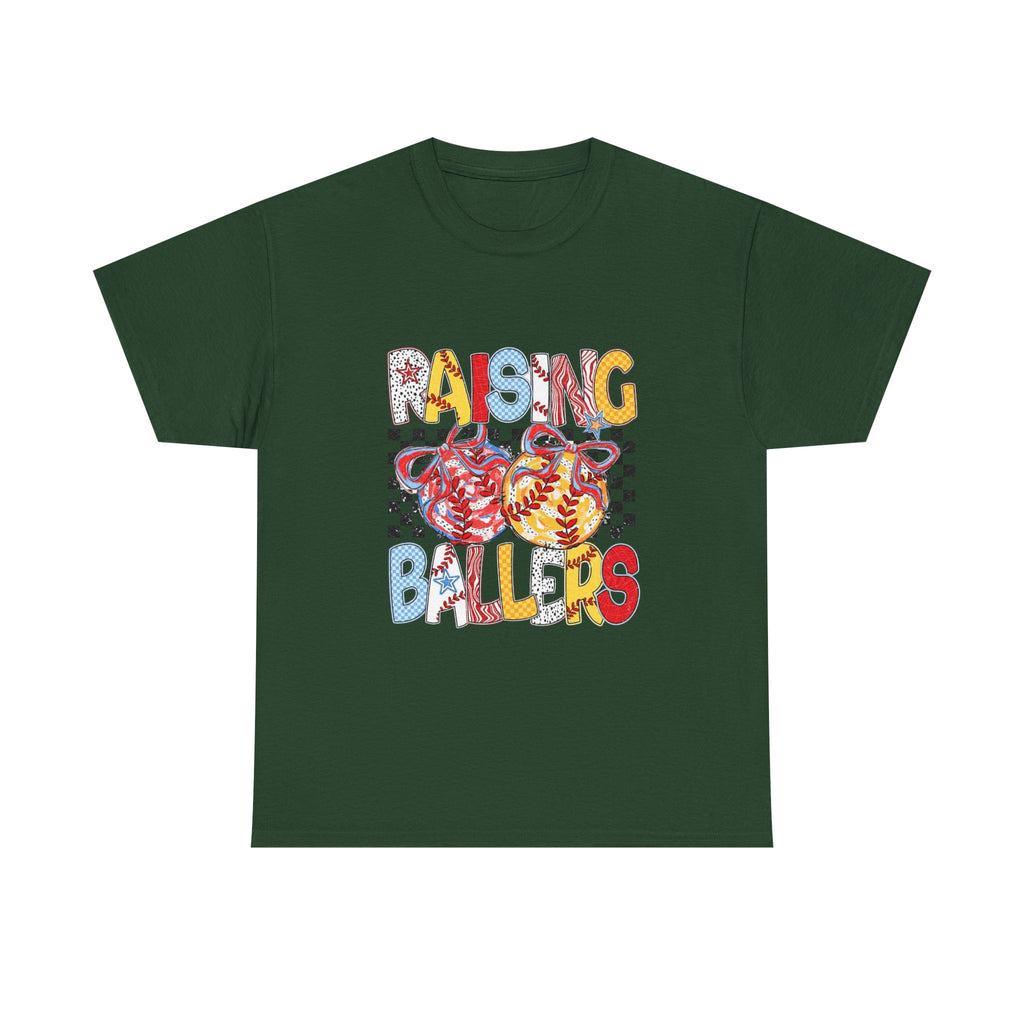 Raising Ballers Kids Tee — Colorful Checkered Lollipop Basketball Design