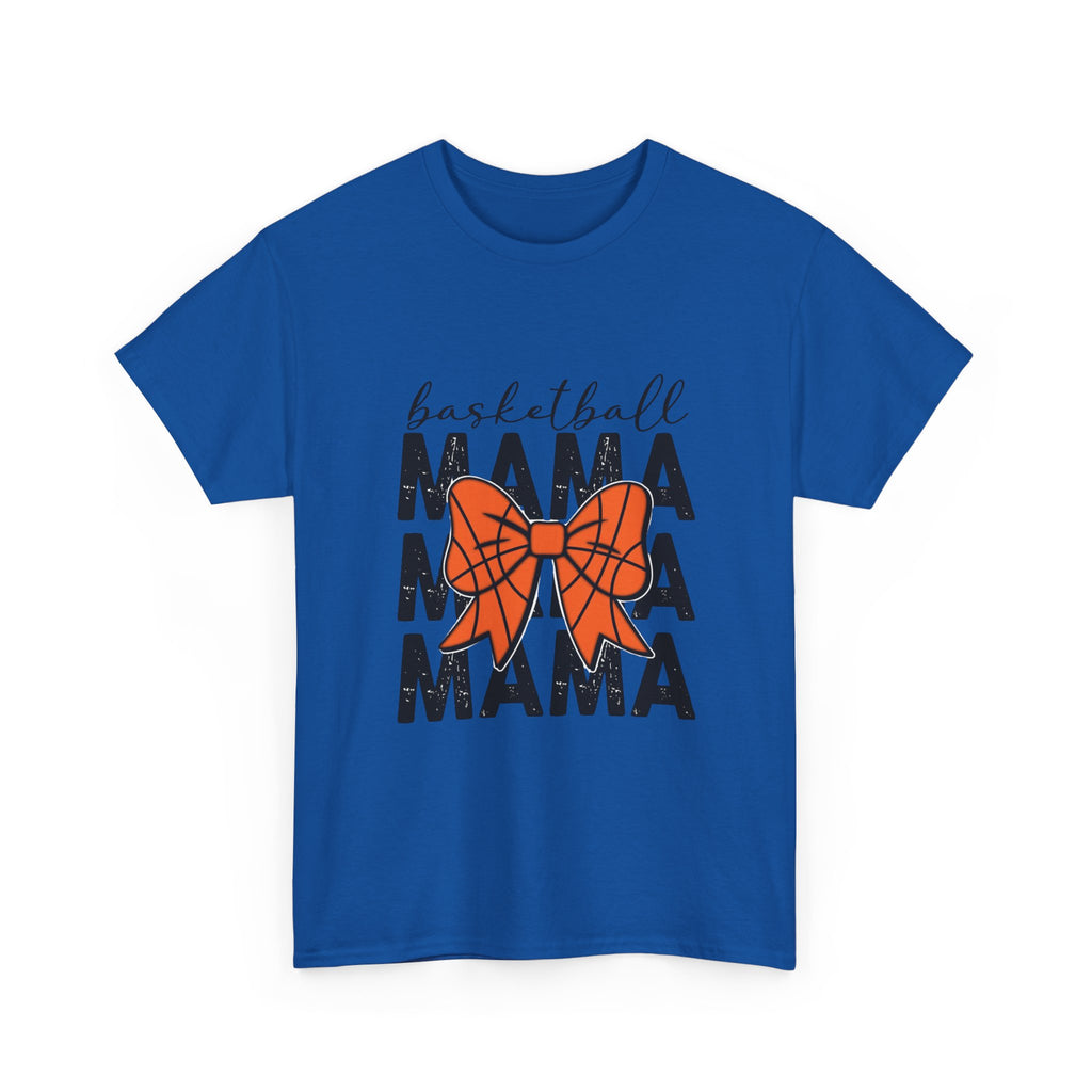 Basketball Mama T-Shirt — 'Basketball' Script with Orange Bow Design