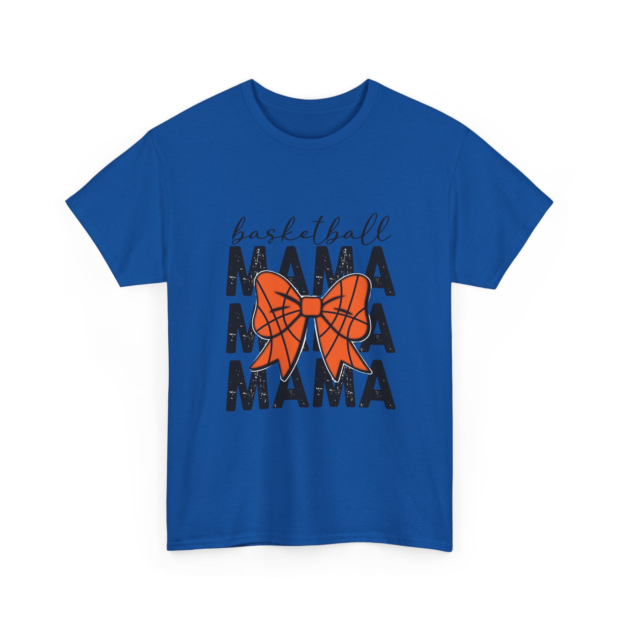 Basketball Mama T-Shirt — 'Basketball' Script with Orange Bow Design