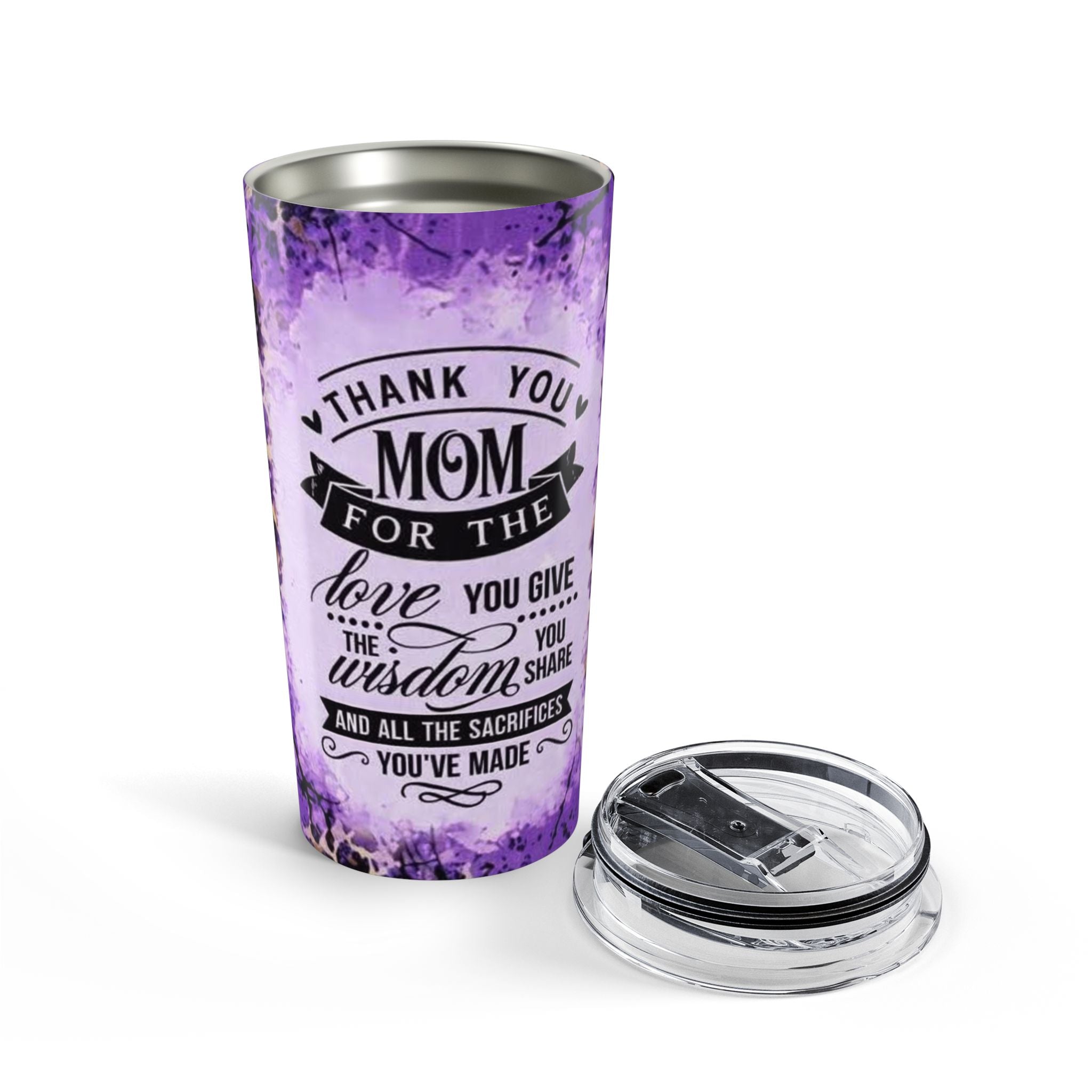 Mother’s Day 20oz Tumbler - "Thank You Mom" Purple Leopard Travel Mug